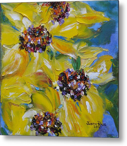 Sunflowers Metal Print featuring the painting Sunflower Quartet by Judith Rhue