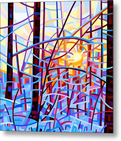Abstract Metal Print featuring the painting Sunrise by Mandy Budan