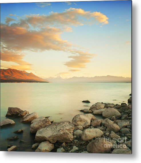 Sunrise Metal Print featuring the photograph Sunrise Over Lake Pukaki New Zealand by Colin and Linda McKie