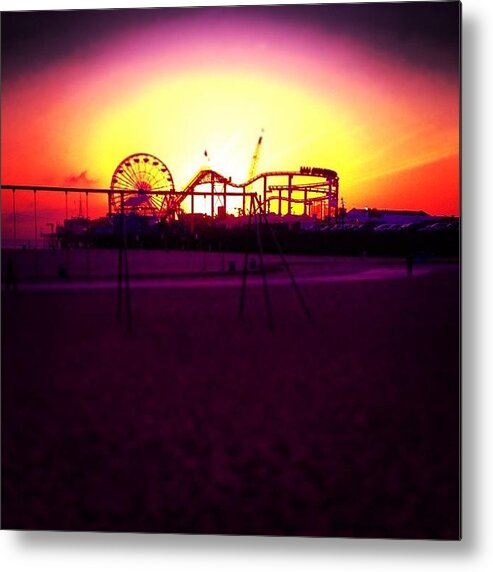 Rollercoaster Metal Print featuring the photograph #sunsets #santamonica #sm #cali #la by Thewinery Wine