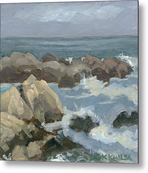 Monterey Metal Print featuring the painting Surf at Asilomar Beach by Gurukirn Khalsa