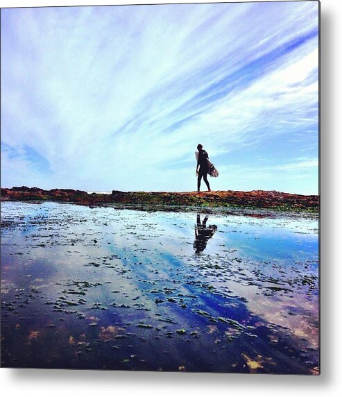 Recreational Pursuit Metal Print featuring the photograph Surfer On His Way To Waves by Subman