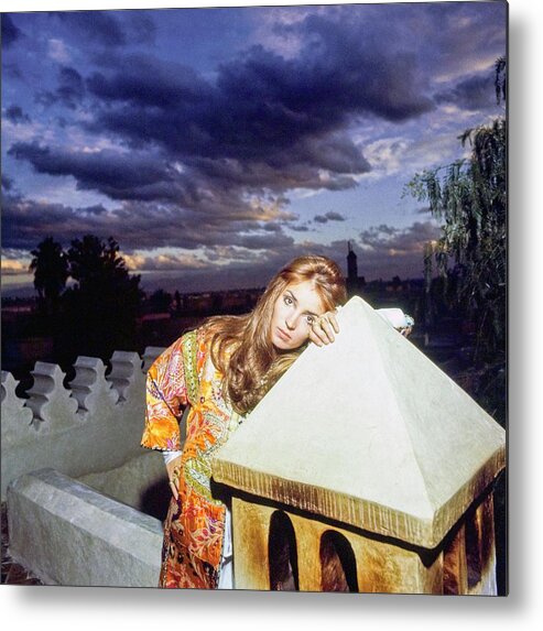 Marrakesh Metal Print featuring the photograph Talitha Getty Leaning On Lantern At Sunset by Patrick Lichfield