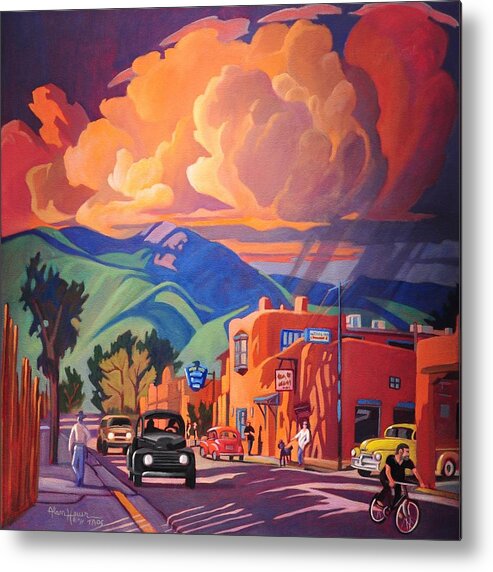 Taos Metal Print featuring the painting Taos Inn Monsoon by Art West