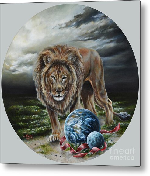Lion Metal Print featuring the painting The art of war by Lachri