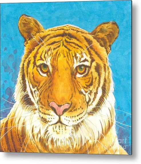 Watercolor Metal Print featuring the painting The Bengal Tiger by Joyce Hensley