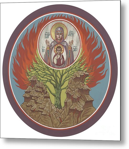Mother Of God Metal Print featuring the painting The Burning Bush 249 by William Hart McNichols