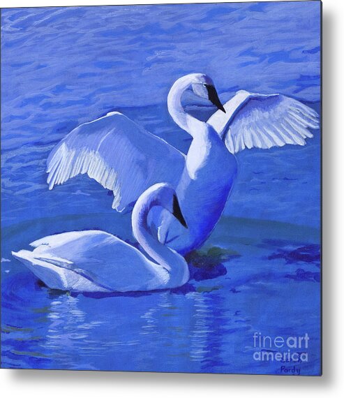 Pair Of Swans Metal Print featuring the painting The Dance by Margaret Sarah Pardy