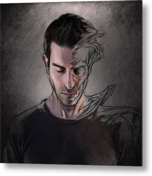 Self Metal Print featuring the photograph The Dark Side Of The Sketch by Sebastien Del Grosso