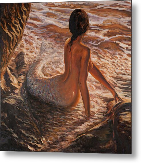 Mermaid Metal Print featuring the painting The daughter of the sea by Marco Busoni
