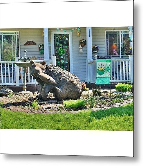 Amerika Metal Print featuring the photograph 🌿🌱the Garden With The Wodden Bear by Smilesinseconds Bryant
