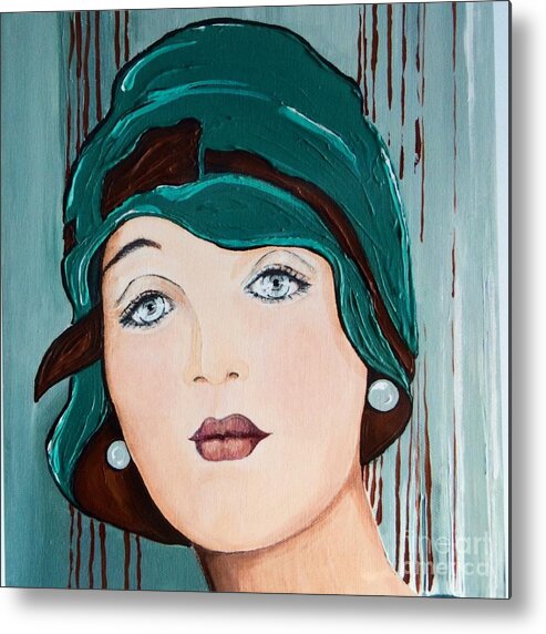 Green Metal Print featuring the painting Green Cloche by Barbara Chase