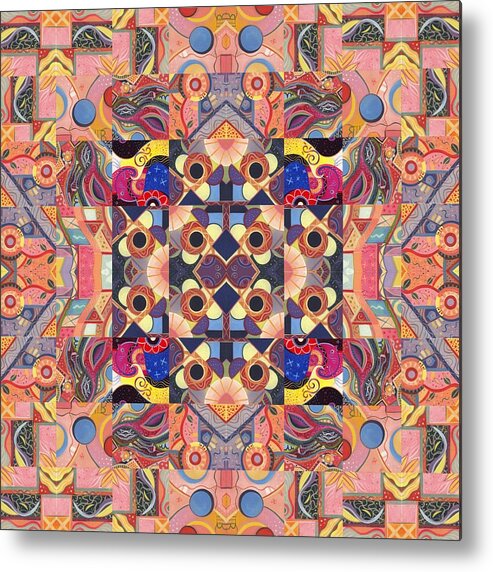 Abstract Metal Print featuring the painting The Joy of Design Mandala Series Puzzle 4 Arrangement 9 by Helena Tiainen