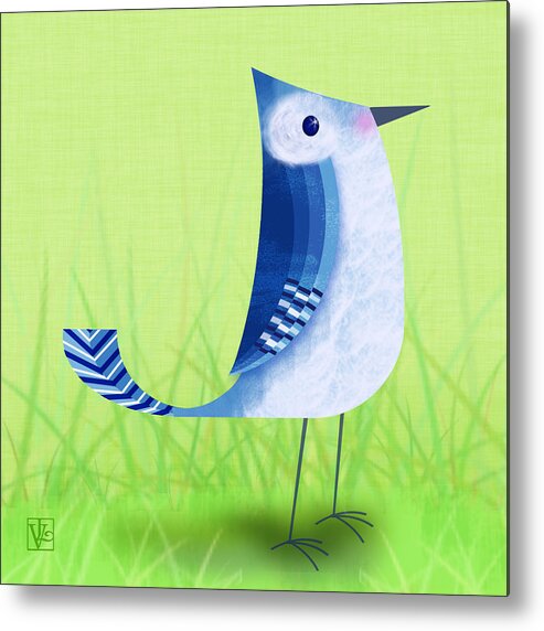 Bird Metal Print featuring the digital art The Letter Blue J by Valerie Drake Lesiak