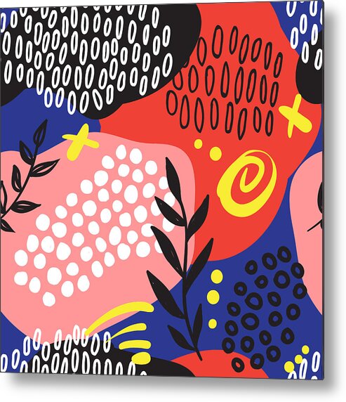 Art Metal Print featuring the digital art The Seamless Colorful Pattern With by Ekaterina Bedoeva