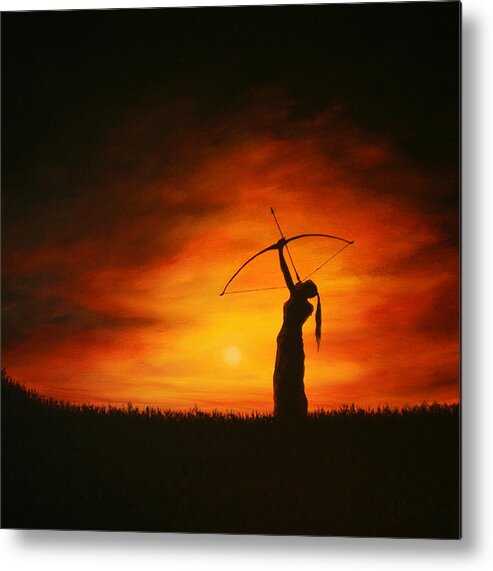 Bow And Arrow Metal Print featuring the painting The Simple Act Of Aiming High by Ric Nagualero