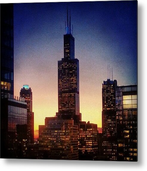 Sears Tower Metal Print featuring the photograph The Sun Sets Behind Sears by Jill Tuinier