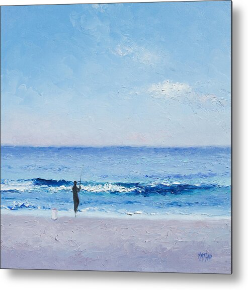 Seascape Metal Print featuring the painting The Surf Fisherman by Jan Matson