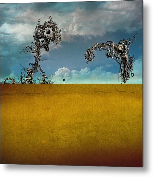 Landscape Metal Print featuring the digital art The Things by No Alphabet