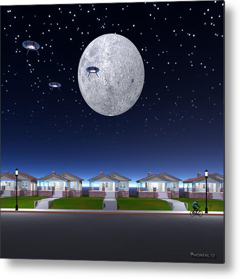 Sci-fi Metal Print featuring the digital art The Visit by Walter Neal