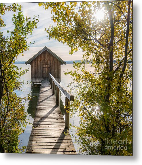 Ammersee Metal Print featuring the photograph The waterhouse in fall by Hannes Cmarits