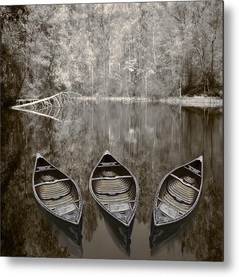 Appalachia Metal Print featuring the photograph Three Old Canoes by Debra and Dave Vanderlaan