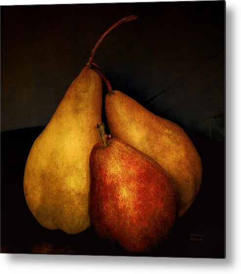 Pears Metal Print featuring the photograph Three Pears by Julie Palencia