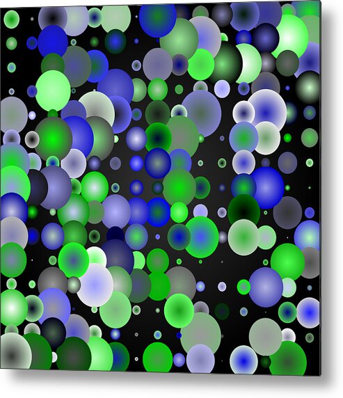 Abstract Digital Algorithm Rithmart Metal Print featuring the digital art Tiles.blue-green.2.1 by Gareth Lewis