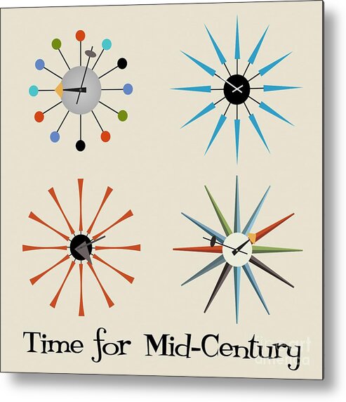 Mid-century Metal Print featuring the digital art Time for Mid-Century by Donna Mibus
