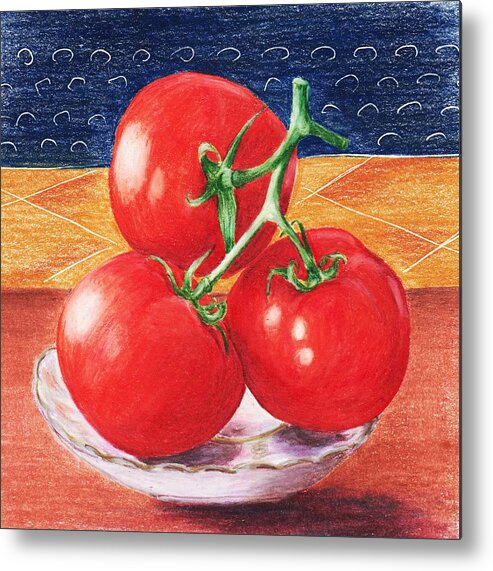 Weight Metal Print featuring the painting Tomatoes by Anastasiya Malakhova