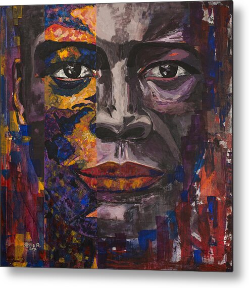 Portrait Metal Print featuring the painting Touch Your Face Again by Christel Roelandt