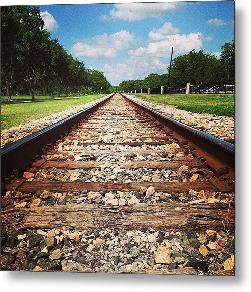 Traintracks Metal Print featuring the photograph #traintracks by Sarah Johanson