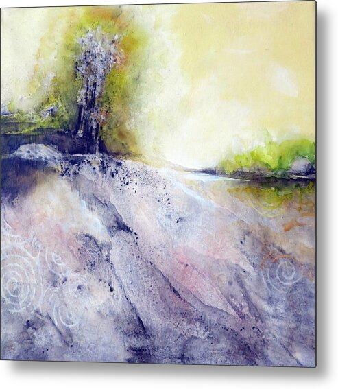 Art Metal Print featuring the painting Tree Growing On Rocky Riverbank by Ikon Ikon Images