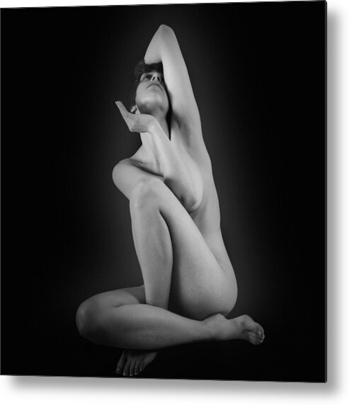 Nude Metal Print featuring the photograph Triangle by Mayumi Yoshimaru
