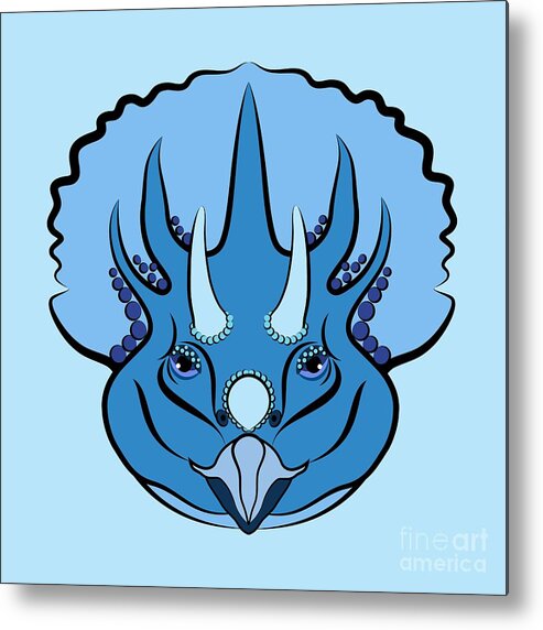 Graphic Animal Metal Print featuring the digital art Triceratops Graphic Blue by MM Anderson