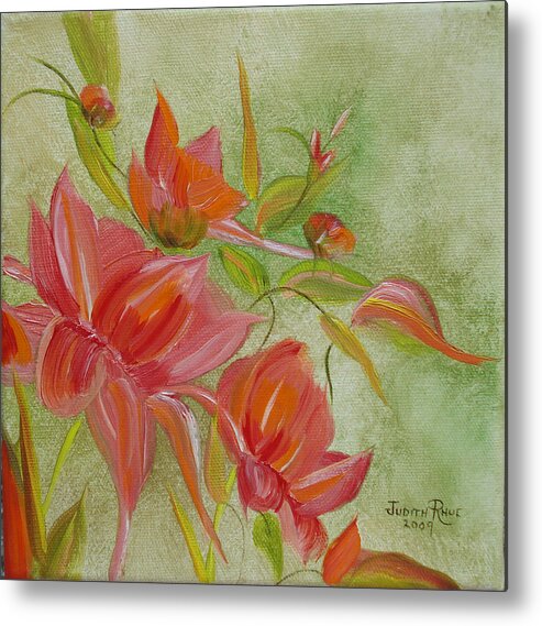 Flowers Metal Print featuring the painting Tropical Splash by Judith Rhue