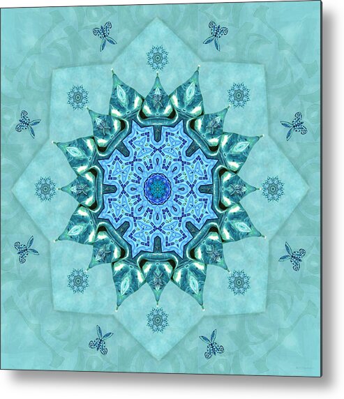 Mandala Metal Print featuring the digital art Turquoise Nature Mandala by Deborah Smith