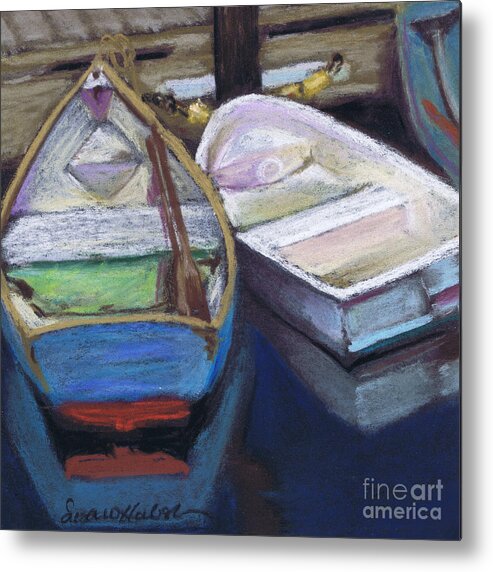 Boats Metal Print featuring the painting Two Boats Bernard by Susan Herbst