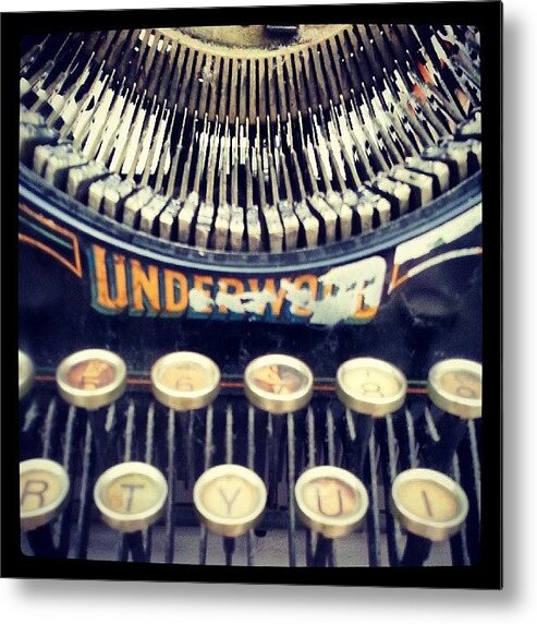 Machine Metal Print featuring the photograph #typewriter #steampunk #writing by Devin Muylle