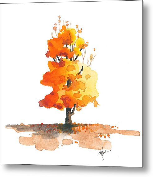 Autumn Tree Metal Print featuring the painting Unveiling by Christine Camp
