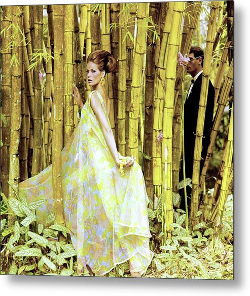 Fashion Metal Print featuring the photograph Veruschka Wearing A Griffe Ensemble by Henry Clarke