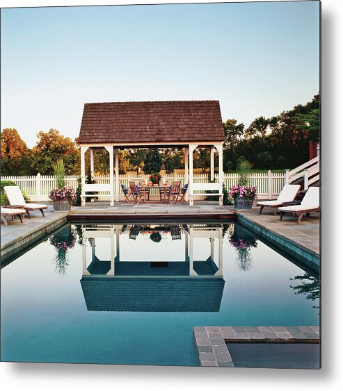 No People Metal Print featuring the photograph View Of Pool Pavilion by Durston Saylor