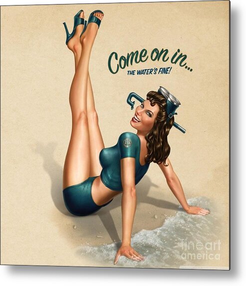 Vintage Metal Print featuring the photograph Vintage 1940's German Pin Up by Action