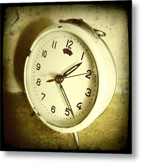 Sepia Metal Print featuring the photograph Vintage clock by Les Cunliffe