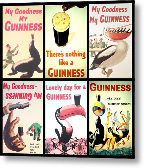 Guinness Collage Metal Print featuring the digital art Vintage Guinness by Georgia Fowler