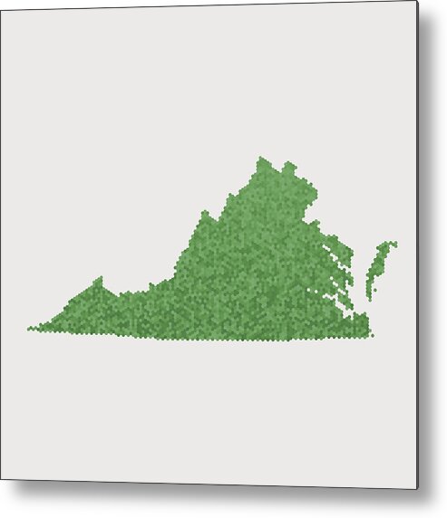Two-dimensional Shape Metal Print featuring the drawing Virginia State Map Green Hexagon Pattern by FrankRamspott