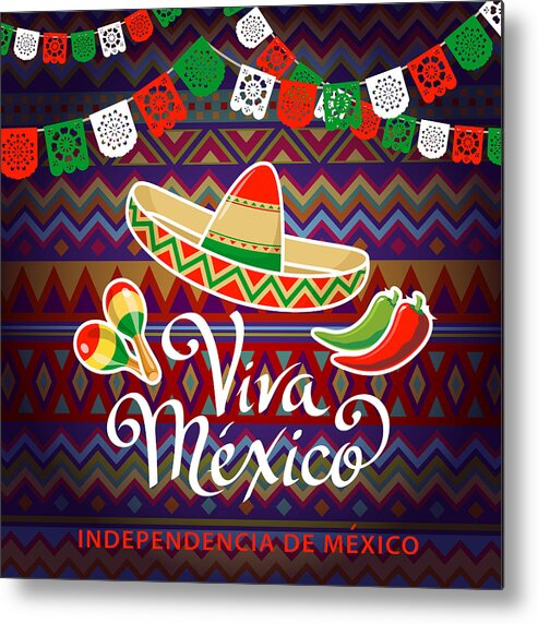 Mexican Hat Metal Print featuring the photograph Viva Mexico Independence Celebration by Exxorian