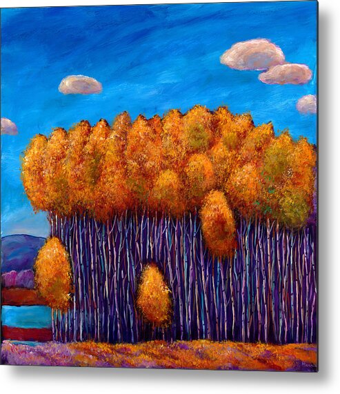 Autumn Aspen Metal Print featuring the painting Wait and See by Johnathan Harris