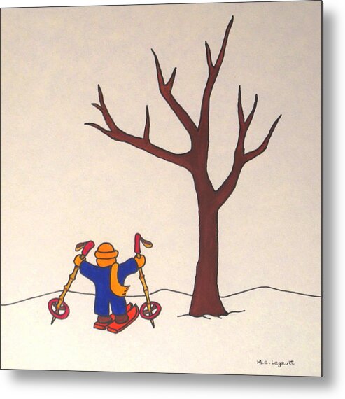 Christmas Card Metal Print featuring the painting Watch Me Go by Mary Ellen Mueller Legault