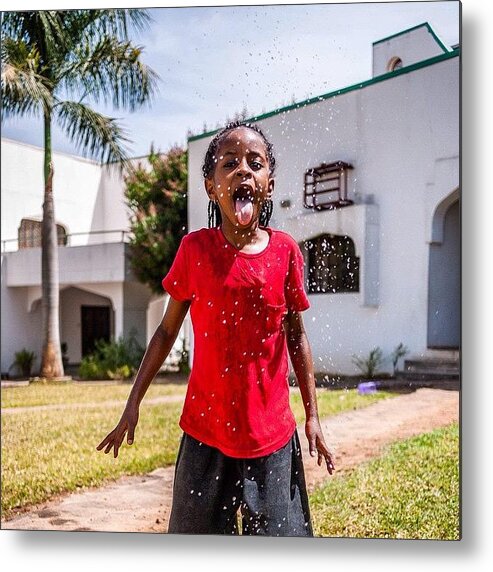 Play Metal Print featuring the photograph Water Fun, Nigeria by Aleck Cartwright